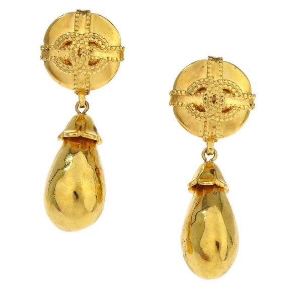 Chanel Dangle Earrings Clip-On Gold 97A 196113 - Picture 1 of 4